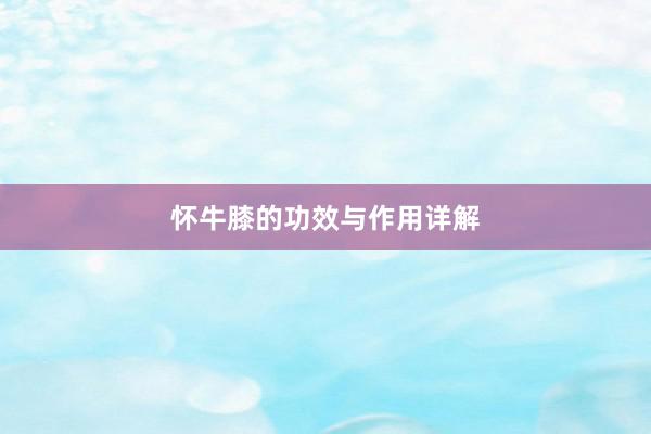 怀牛膝的功效与作用详解