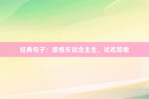 经典句子：感悟东说念主生，试吃聪敏